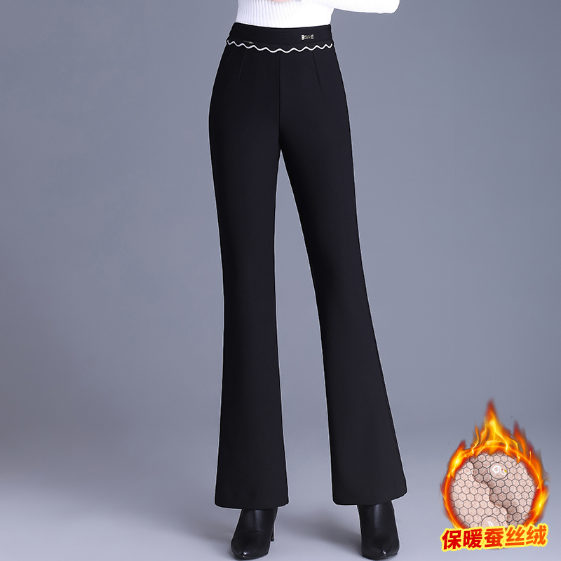 高腰气质喇叭裤女冬季外穿加厚微喇裤长裤时尚保暖显瘦休闲棉裤女