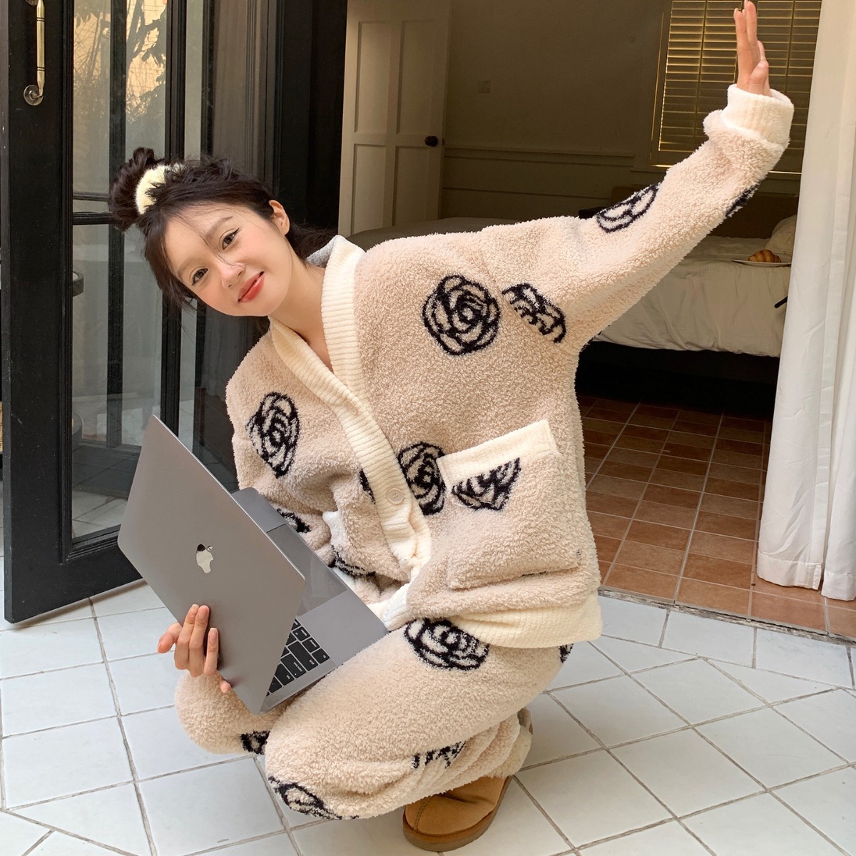 笺衣睡衣女可爱珊瑚绒新款2025可外穿冬季加绒加厚法兰绒家居服