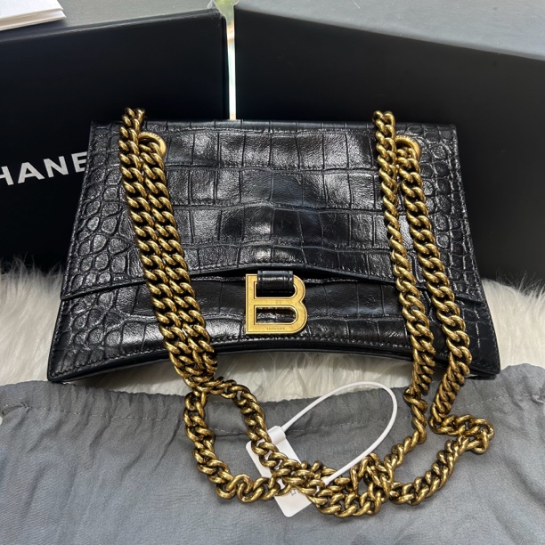 99新 Balenciaga/巴黎世家 黑金鳄鱼压纹crush小号