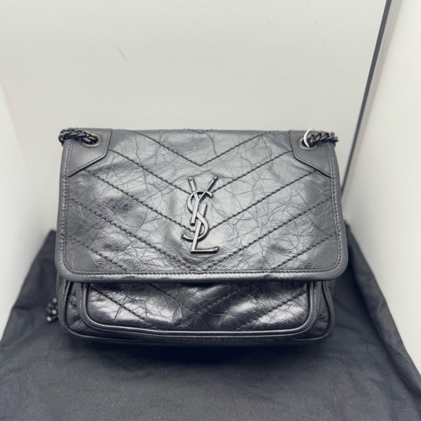 99新 YSL/圣罗兰 小号银链条niki带d扣