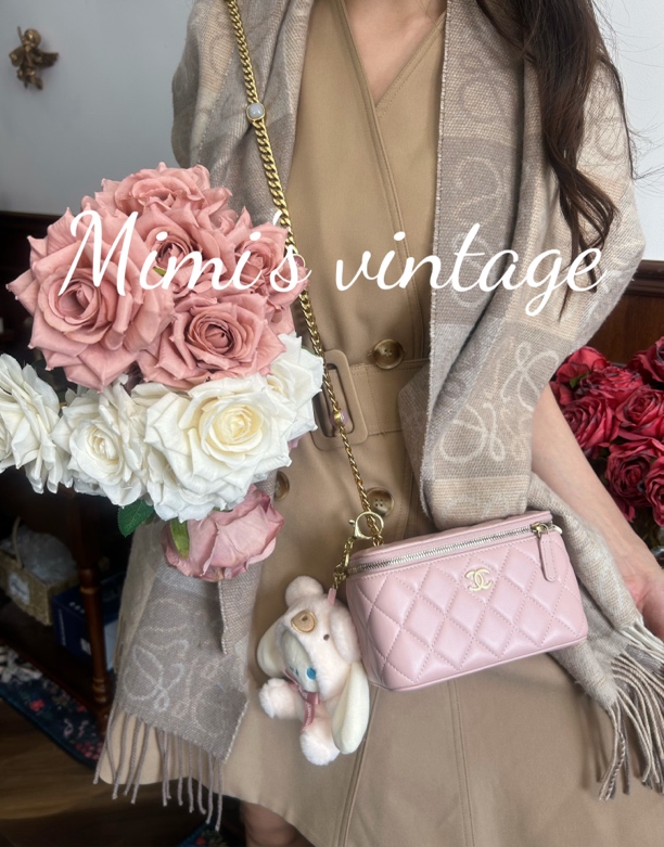 95新 Chanel/香奈儿 樱花粉菱格宝石链条单肩长盒子（芯片款）