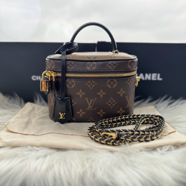 99新 LouisVuitton/路易威登 老花拼焦糖色手提包（20编码带芯片）