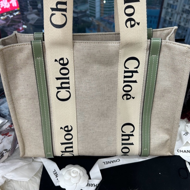 99新 Chloe/蔻依 小号帆布手提woody托特
