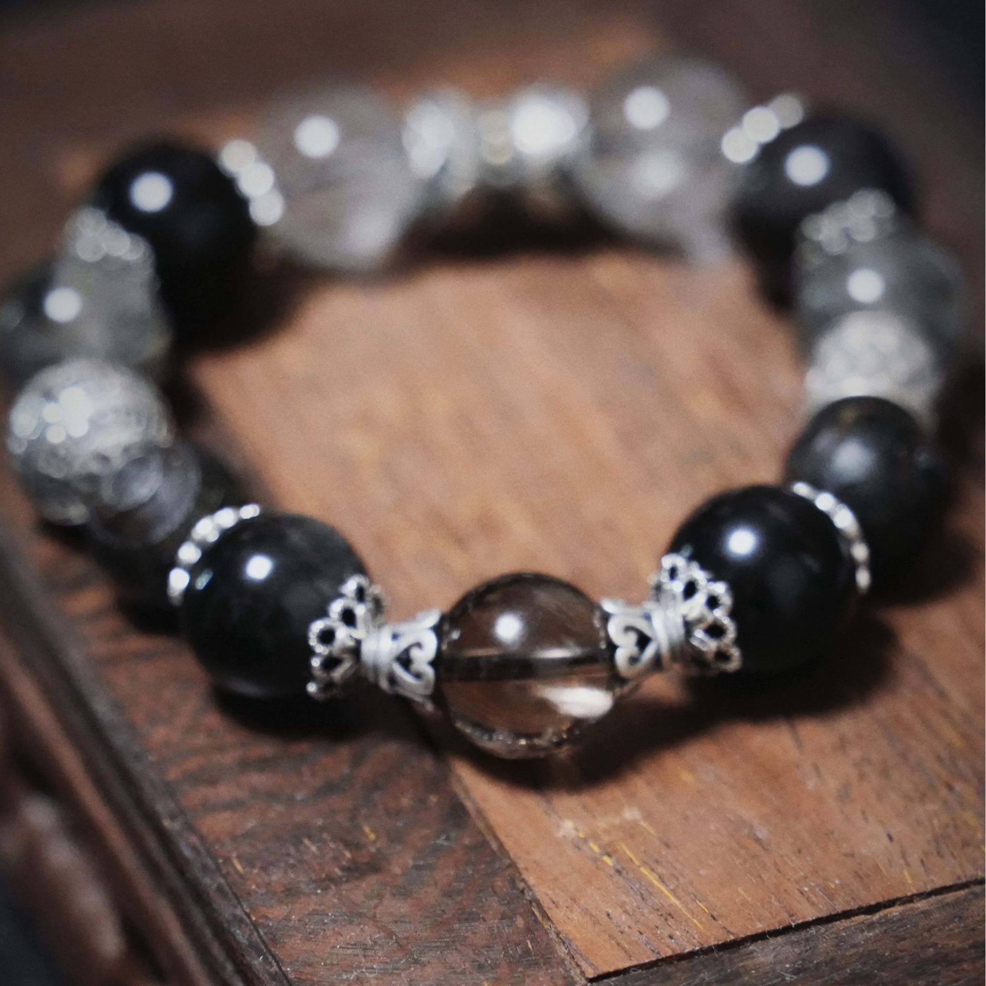 合成金属花岗石手链 手工时尚精美定制手串单圈