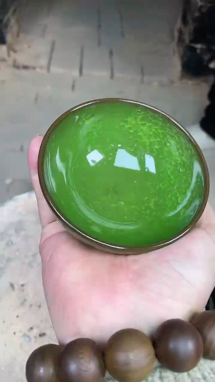 【闪购商品】瓷茶盏帝王绿平口