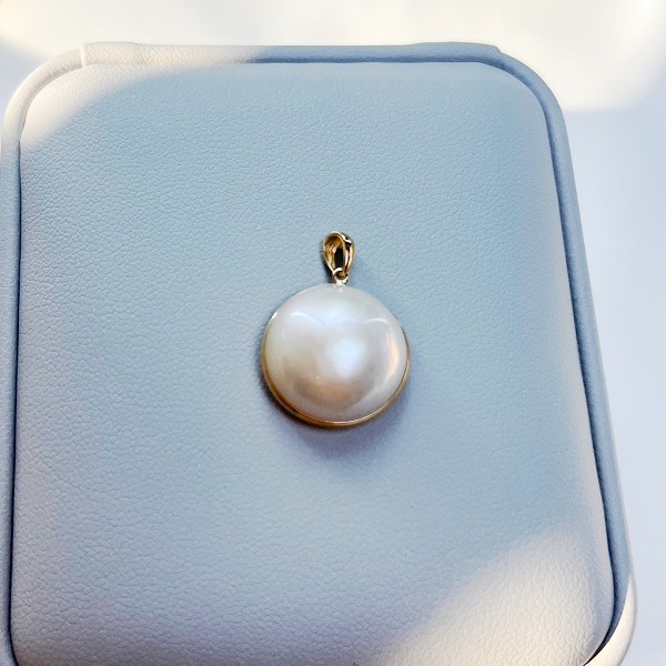 【春春】15-16海水马贝厚18K金瓜子扣头吊坠