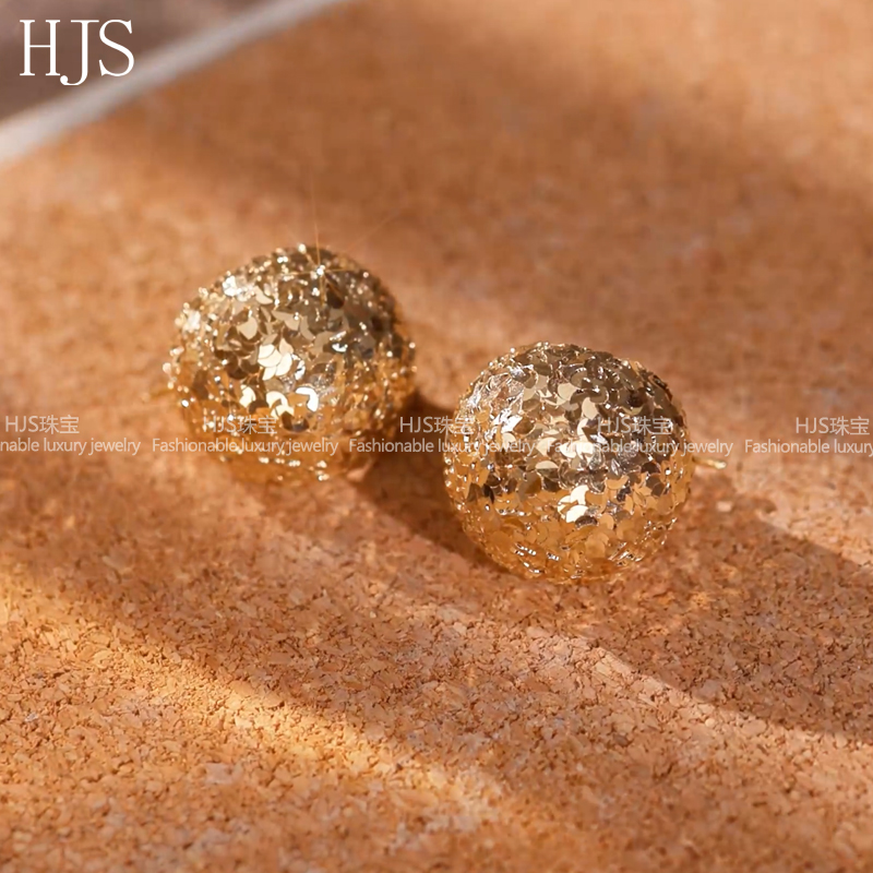 18K金碎碎冰松果耳扣轻奢气质时尚优雅耳饰