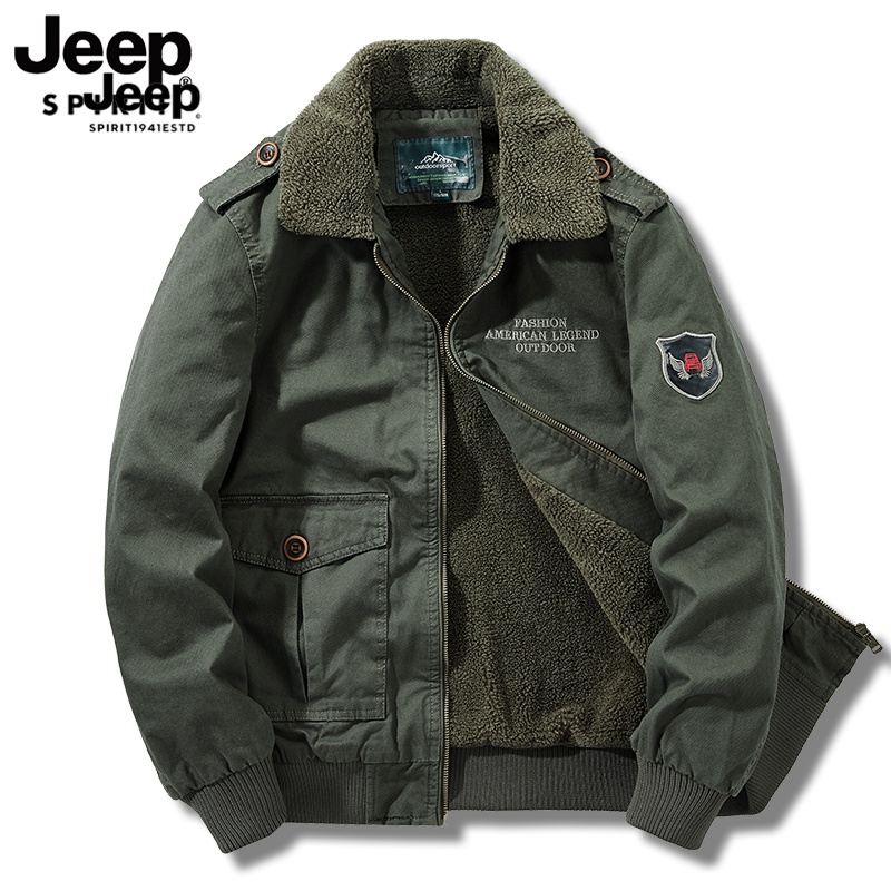 JEEP吉普保暖工装外套男冬季时尚加厚棉服翻领短款特厚休闲棉衣