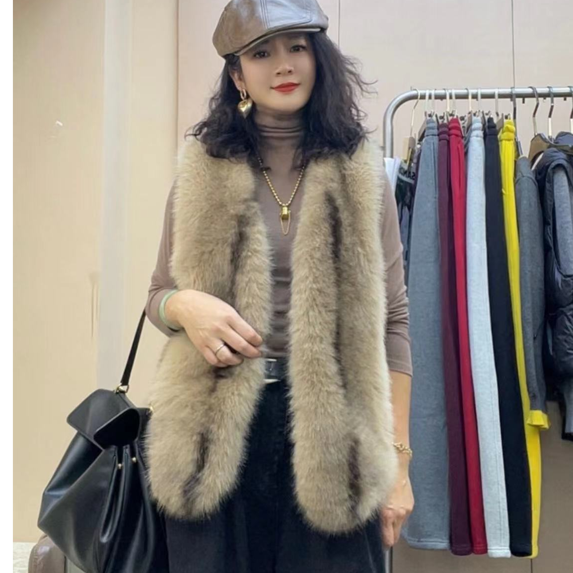 仿狐狸毛流行时马甲