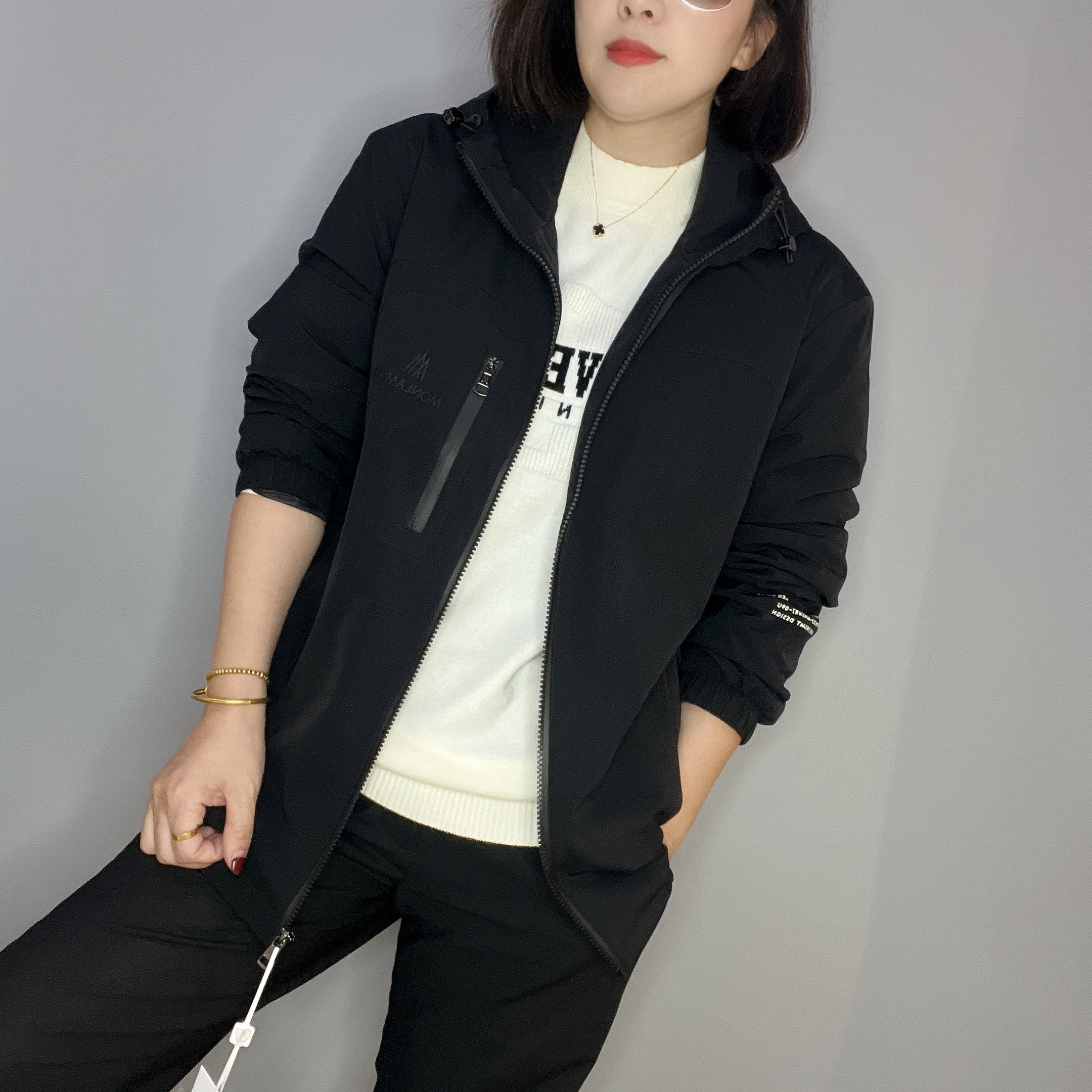 秋季新品轻奢高品质简约大气男士薄棉连帽外套