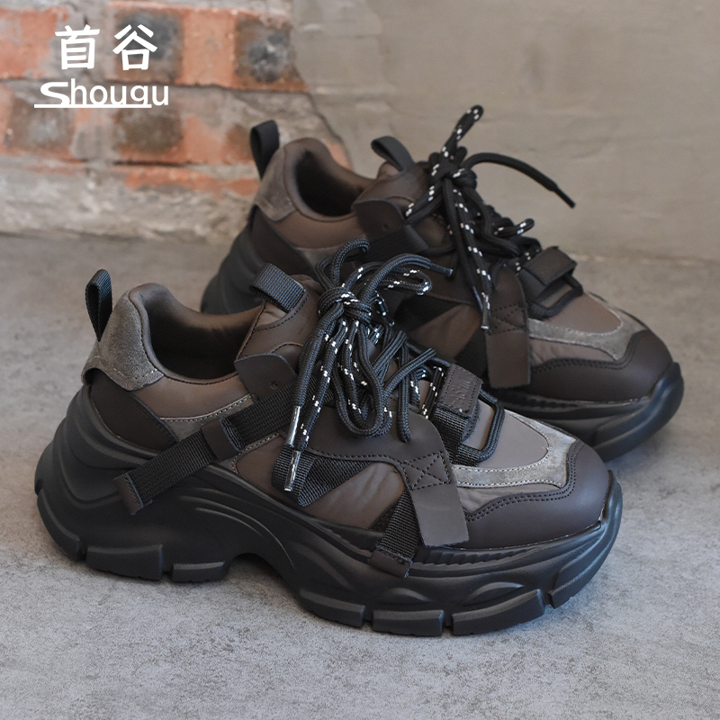 shougu/首谷爆款休闲运动鞋子潮牌2024秋冬新款厚底增高老爹鞋女