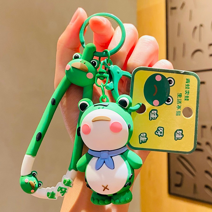 创意青蛙钥匙扣女精致可爱公仔书包挂件小饰品2024汽车钥匙链挂饰