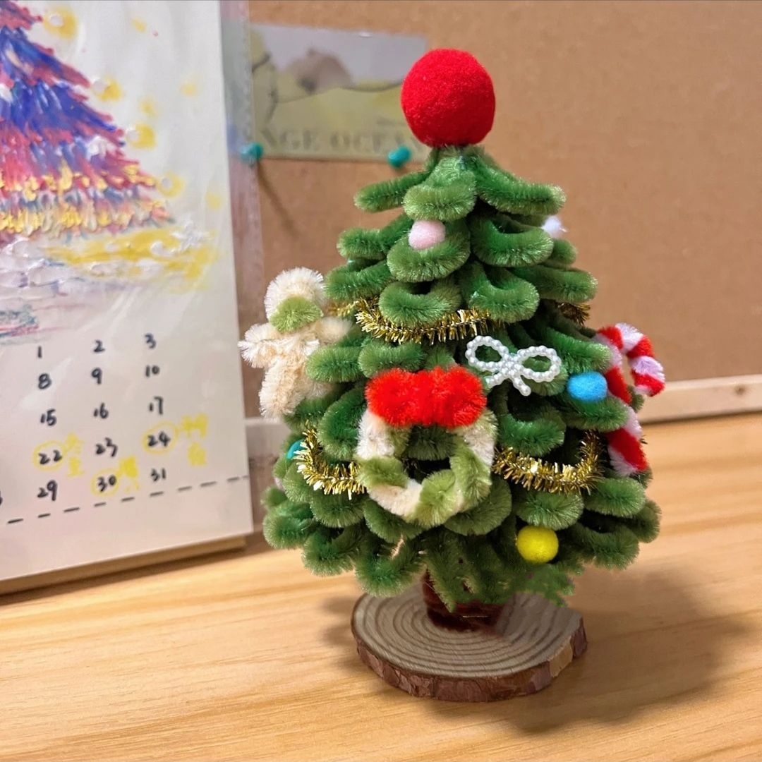 加密扭扭棒氛围圣诞树花环节日创意礼物花束手工DIY材料包送教程