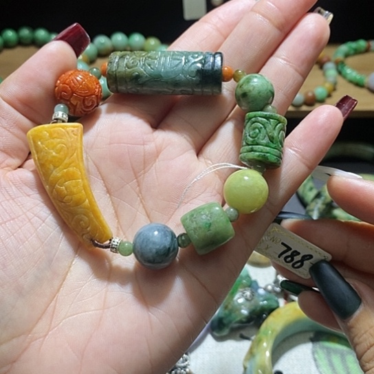 【闪购商品】翡翠手串银S925镶嵌翡翠手串