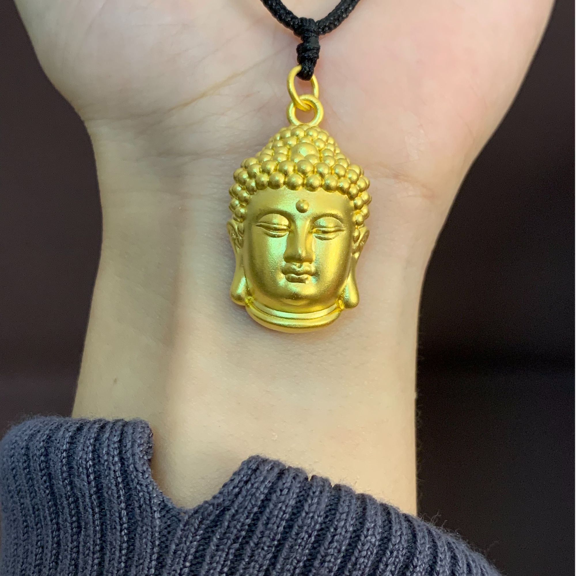 吊坠足银 银吊坠 古法佛头吊坠 大日如来佛祖 包金工艺   不漏银