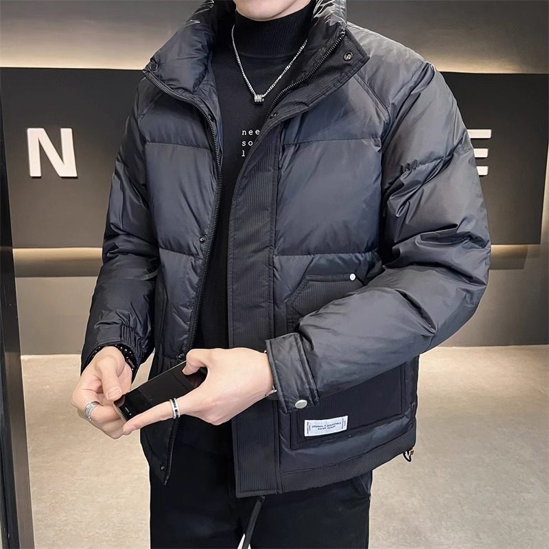 潮牌轻奢高端男士外套男秋冬款男装百搭立领加厚保暖男款羽绒服男