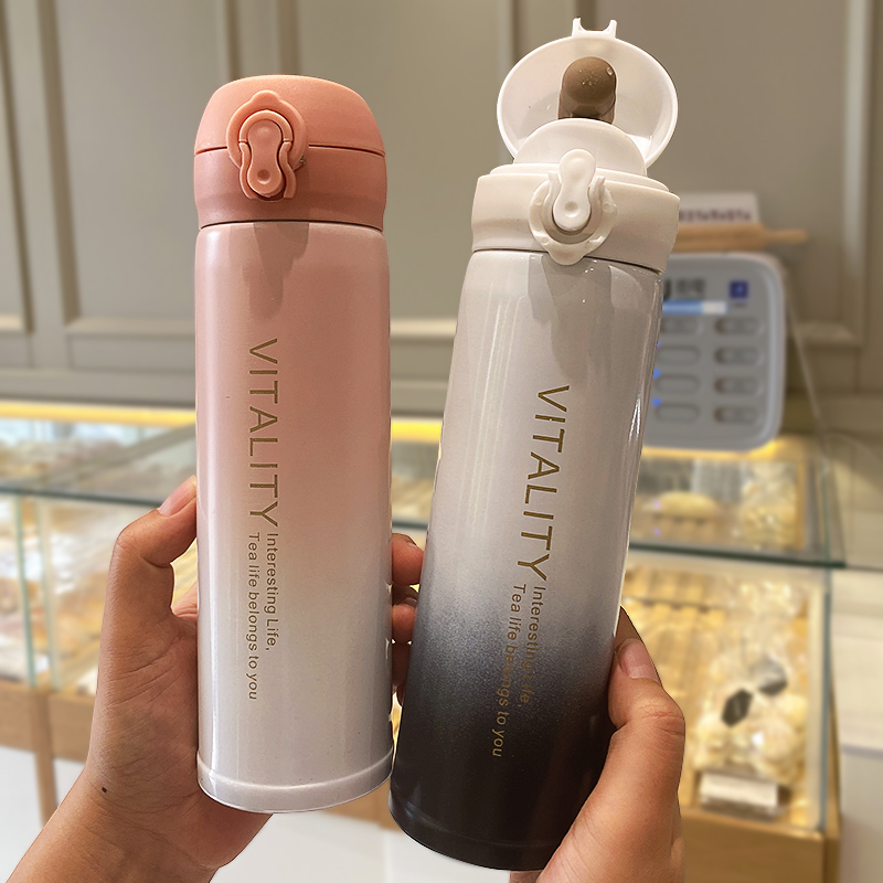 保温杯女士高颜值水杯可爱便携中小学生男304不锈钢弹跳盖杯子ins