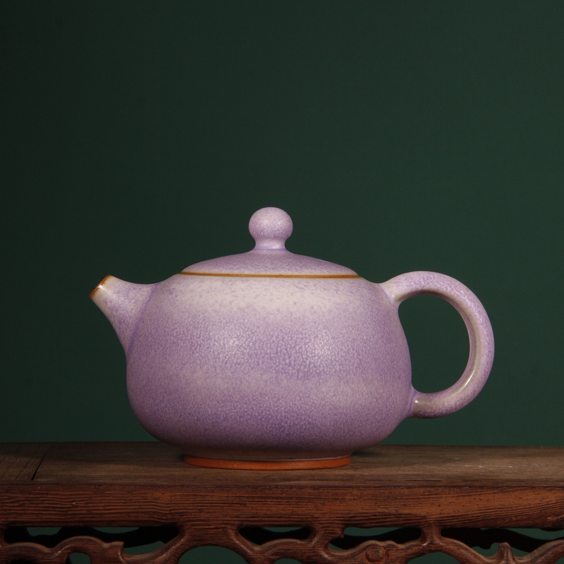 钧瓷原矿高温瓷精品茶器西施壶薰衣草釉色精美陶瓷