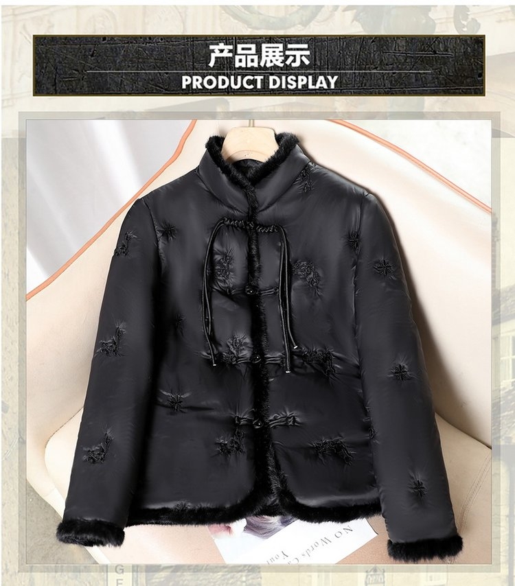 新中试新款女士棉服时尚大气减龄百搭气质盘扣棉衣中年款