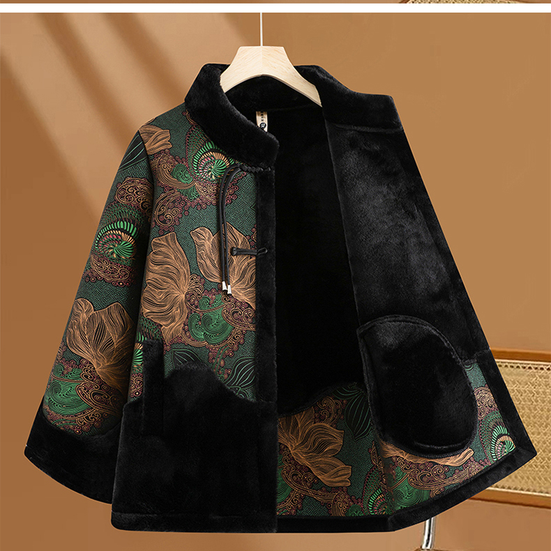 洋气妈妈新中式棉袄保暖外套中老年人奶奶加大码装秋冬季加绒棉衣