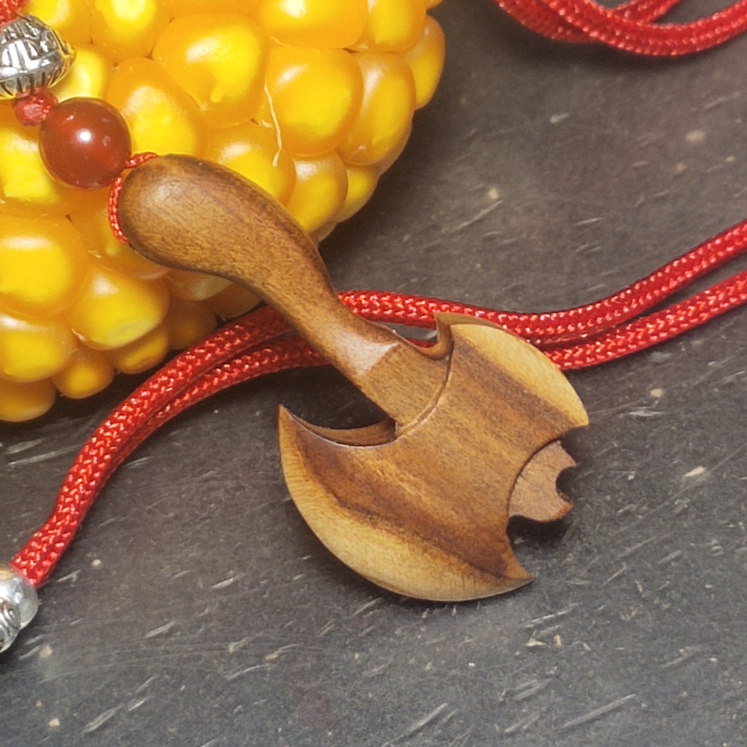 纯手工真桃木创意斧子车挂件男女随身脖挂婴儿童吊坠钥匙扣手机链