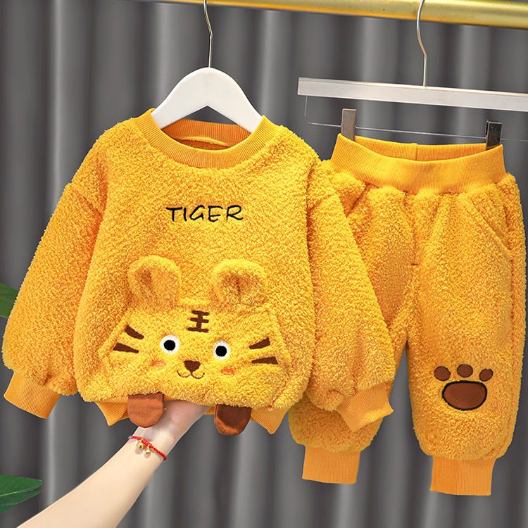 巴拉拉儿童家居服套装2023秋冬新款男女童泰迪绒加绒加厚保暖宝宝