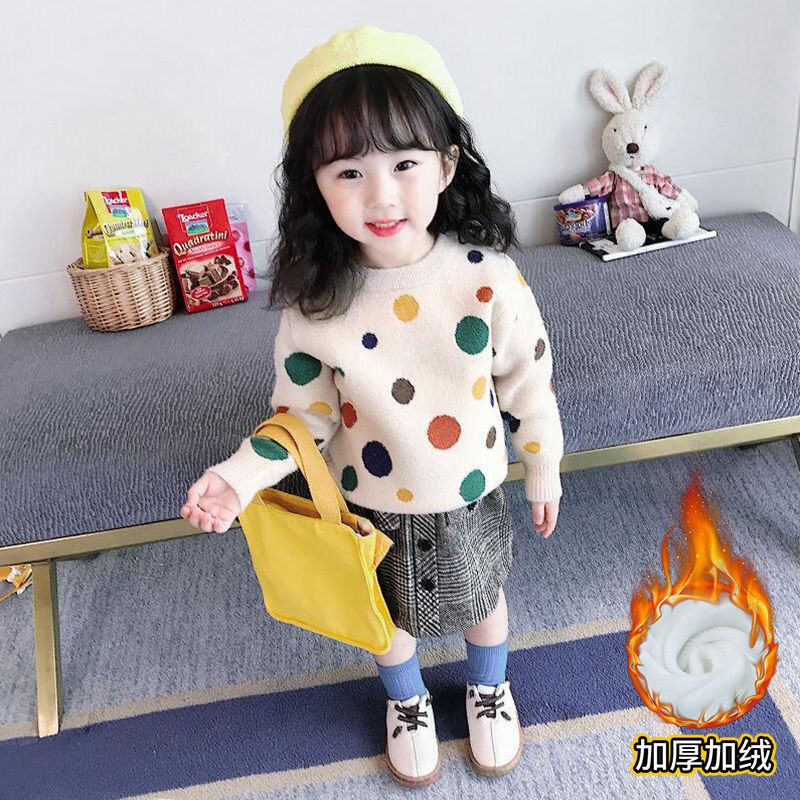 巴拉拉女童毛衣2023新款秋装儿童洋气套头针织衫女宝宝加厚款秋冬