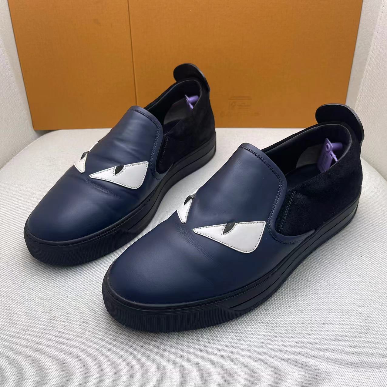 FENDI/芬迪蓝色恶魔之眼舒适时尚百搭低帮一脚蹬/39欧/96新