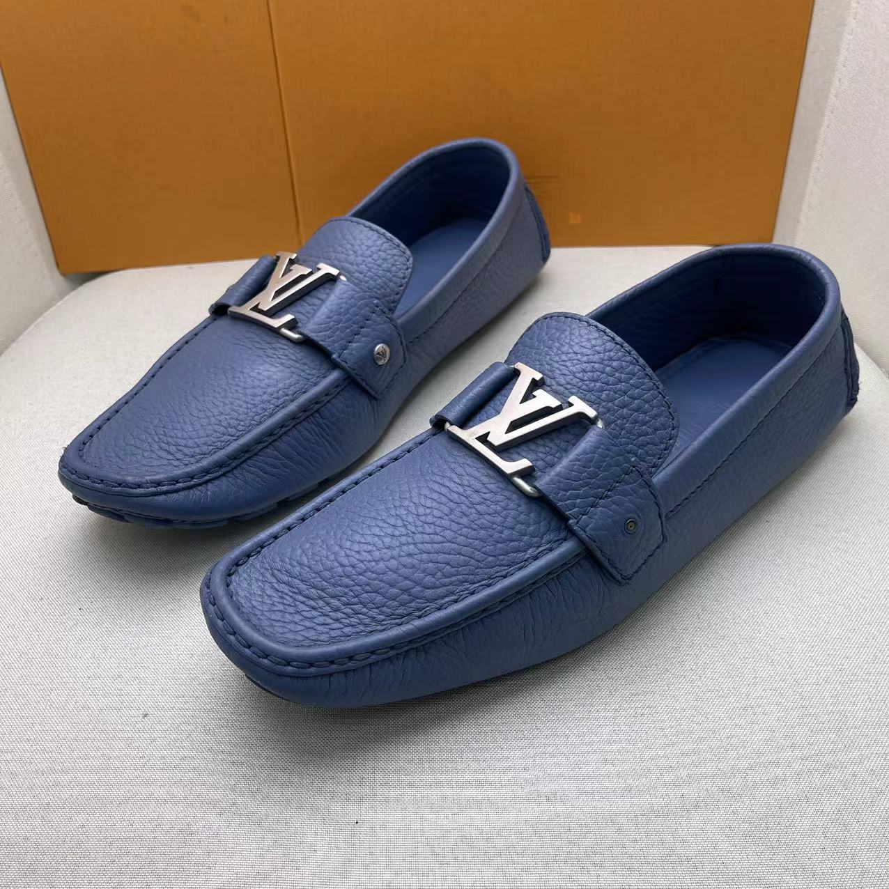 LouisVuitton/路易威登蓝色舒适百搭银扣软底豆豆鞋/42欧/96新