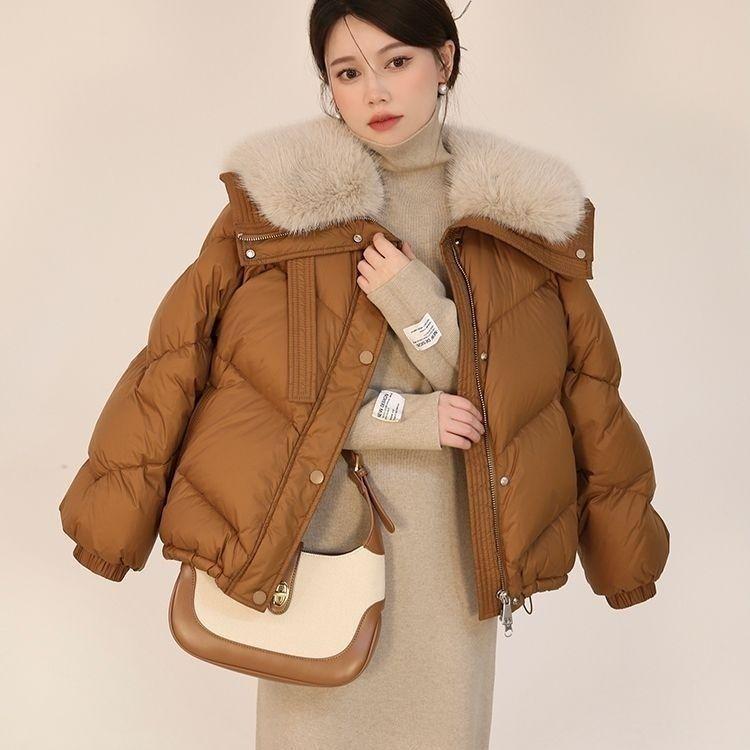 娃娃领短款羽绒服女年新时尚大毛领小个子美拉德冬季新款