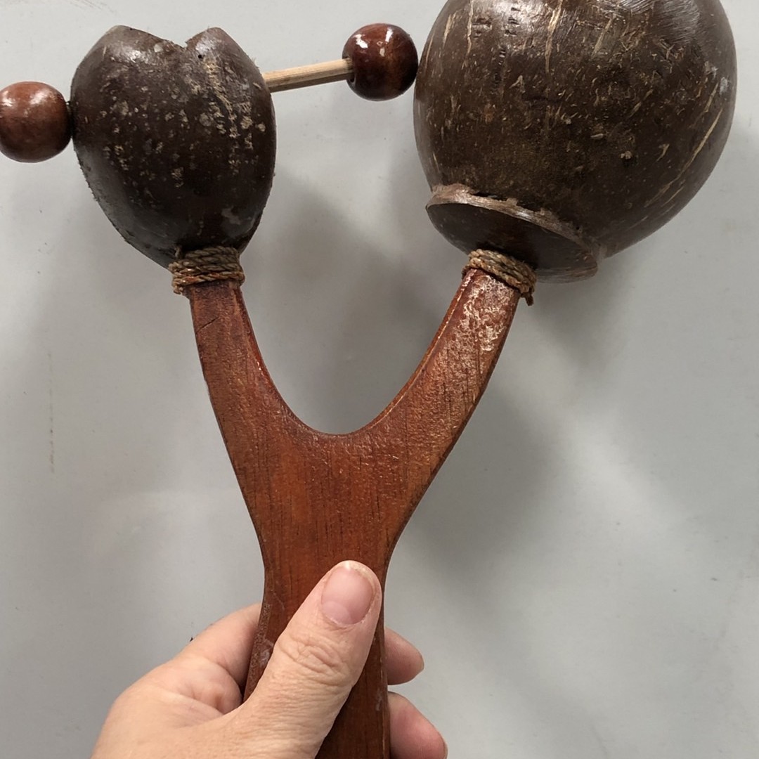 印尼原装进口天然椰壳沙锤点彩彩绘椰子壳个个性工艺打击乐器