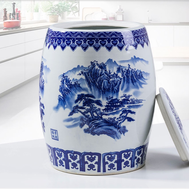 存茶罐中式大号罐子陶瓷茶叶罐茶室茶具家用冬瓜罐30斤50斤储物罐