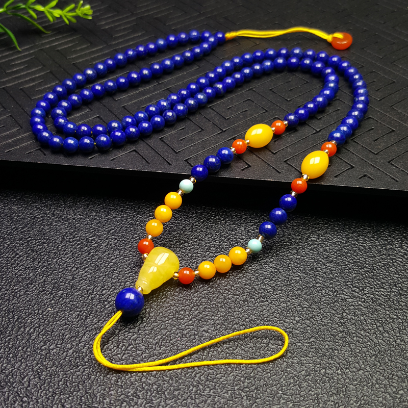 天然青金石项链挂吊坠用项链青金毛衣链项链吊坠挂绳女款长款百搭