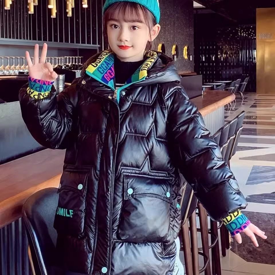 女童棉服儿童亮面免洗外套棉衣2023新款冬装洋气大童冬款棉袄
