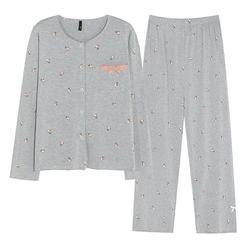 H7504小香风长袖长裤韩版睡衣家居服套装