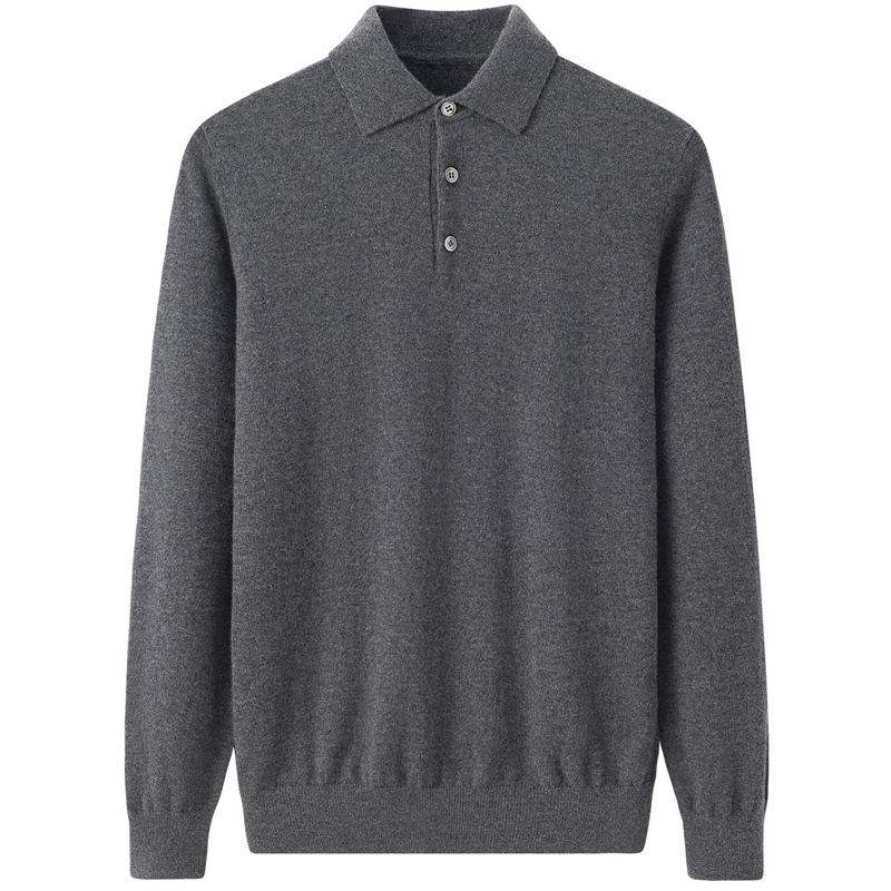 舍帕思羊绒衫男士体恤领鄂尔多斯市100纯山羊绒针织毛衣外套wzg6