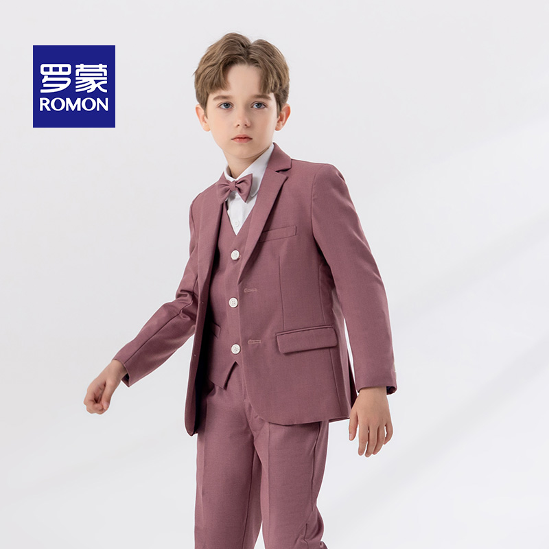 Romon/罗蒙儿童西装帅气男童英伦西服外套男孩周岁花童礼服钢琴