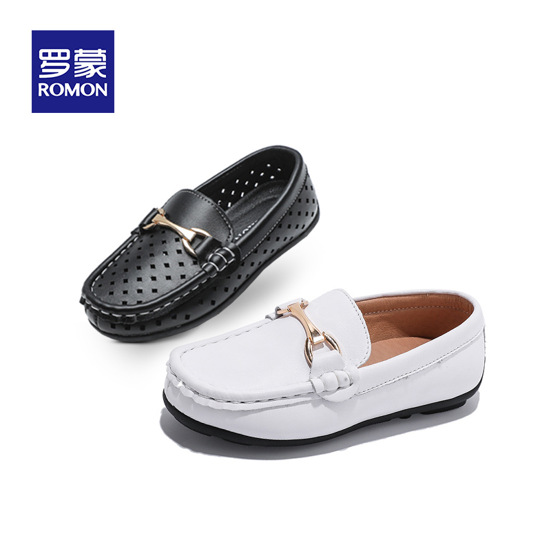 Romon/罗蒙男童皮鞋透气时尚儿童百搭豆豆鞋中大童学生表演出鞋