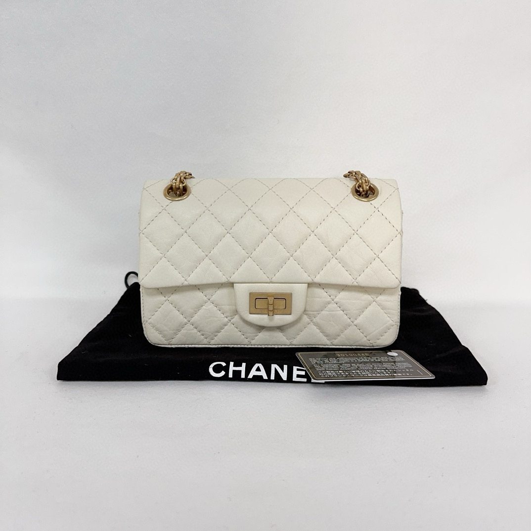 99新 Chanel/香奈儿 经典2.55白色mini金扣链条包包0904 0445