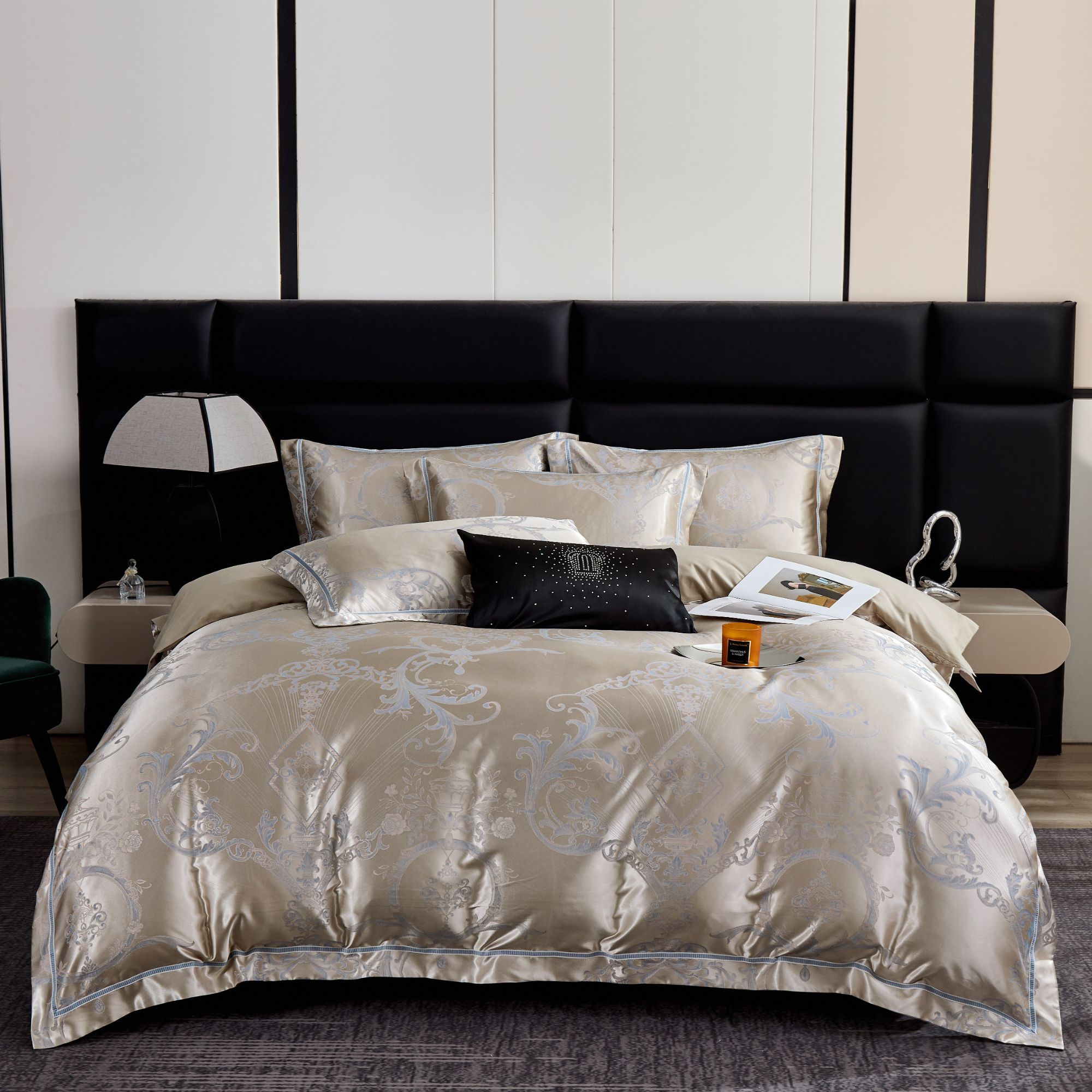 【重工艺款】蒂梵尼贡缎提花四件套裸睡轻奢亲肤欧式四季款高档2