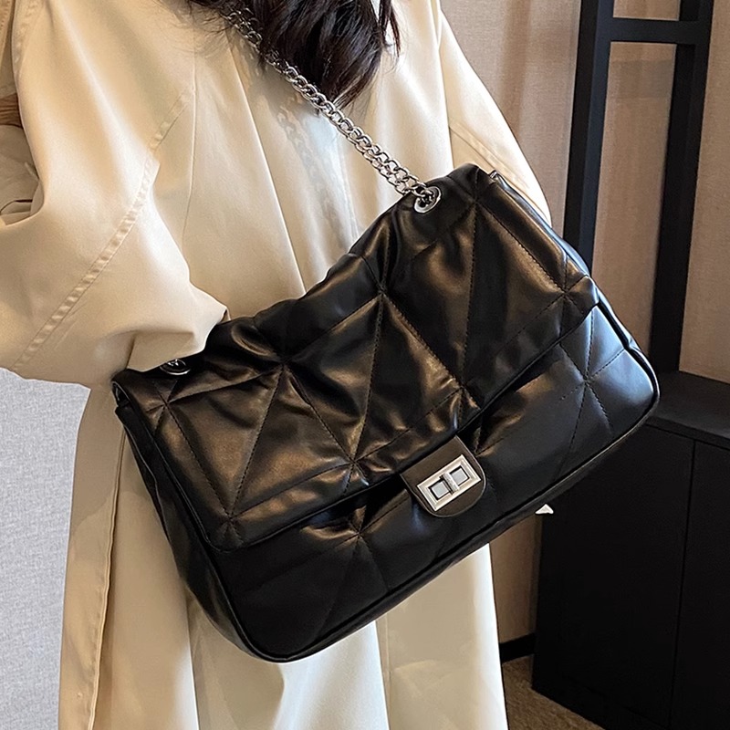 菱格链条包包女大容量2023新款时尚秋冬单肩斜挎包质感通勤托特包