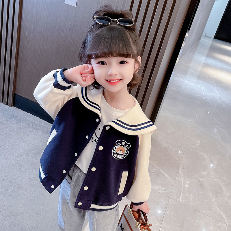 女童春装外套小女孩时髦洋气春秋棒球服女宝宝网红百搭小香风上衣