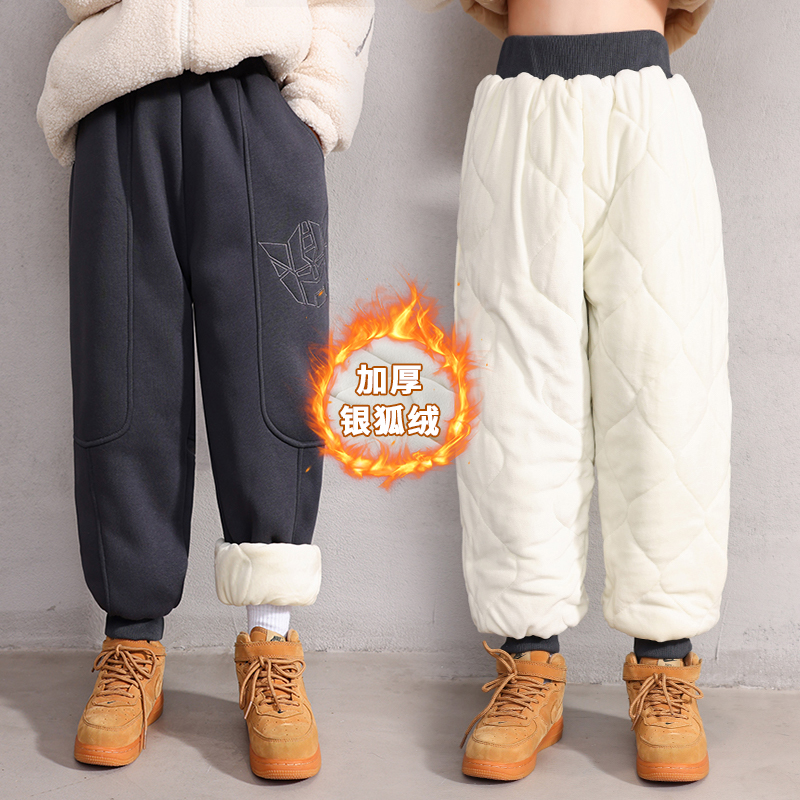儿童棉裤加绒加厚秋冬新款女童一条过冬外穿男童保暖裤子三层特厚