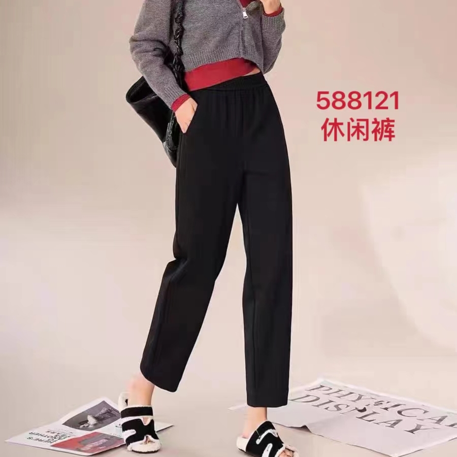 秋冬季新款百搭显瘦高腰九分休闲裤
