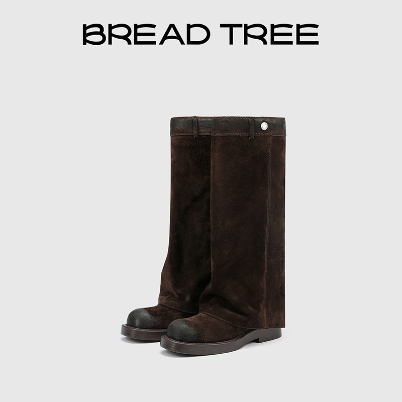 孟子义同款｜BREADTREE面包树 24年新款宽松高筒裤管靴复古长靴