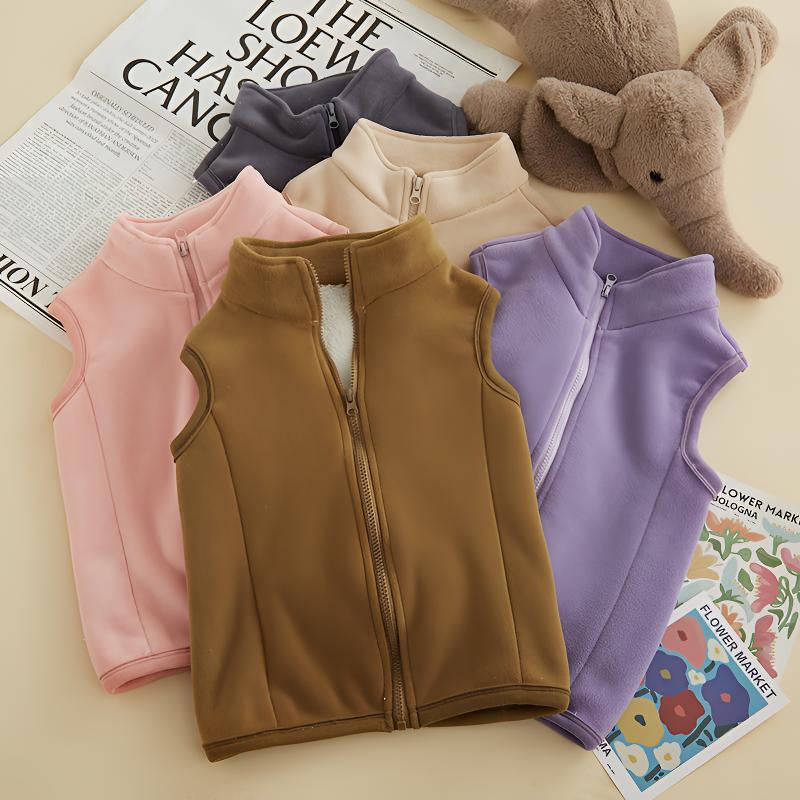 儿童新款摇粒绒校服神器马甲加绒外穿洋气加厚保暖立领秋冬季坎肩