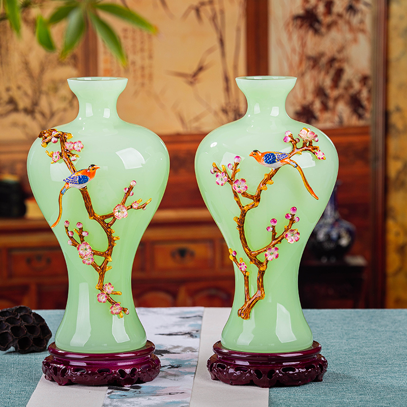 新中式珐琅彩琉璃花瓶摆件别墅玄关电视柜客厅装饰品乔迁商务礼品