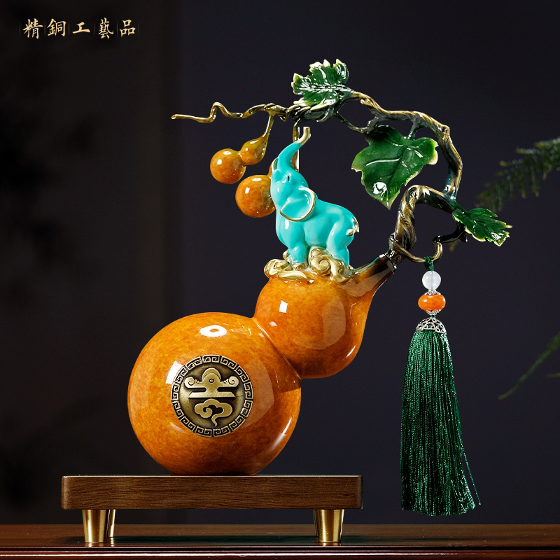 葫芦铜摆件工艺品新中式客厅办公室玄关装饰搬家礼物乔迁新居礼品