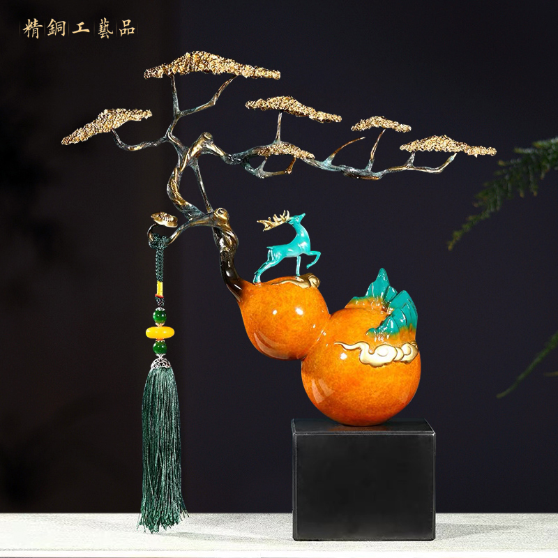 福禄如意铜葫芦摆件招财客厅玄关装饰工艺品搬家礼物乔迁新居礼品