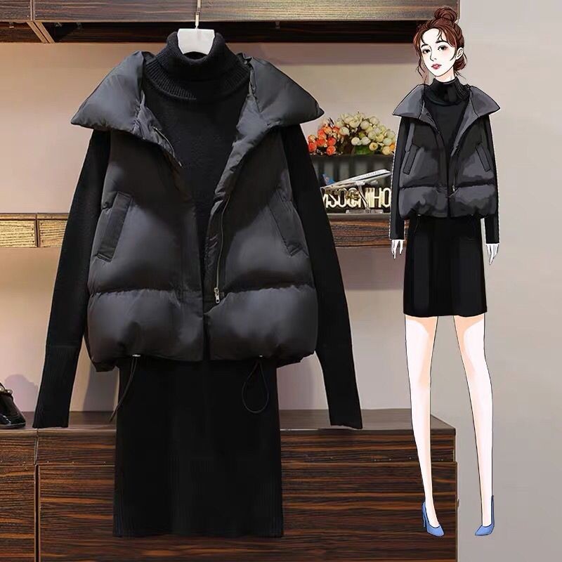 白鸭绒马甲女韩版宽松秋冬短款背心外穿立领羽绒坎肩马夹加厚外套
